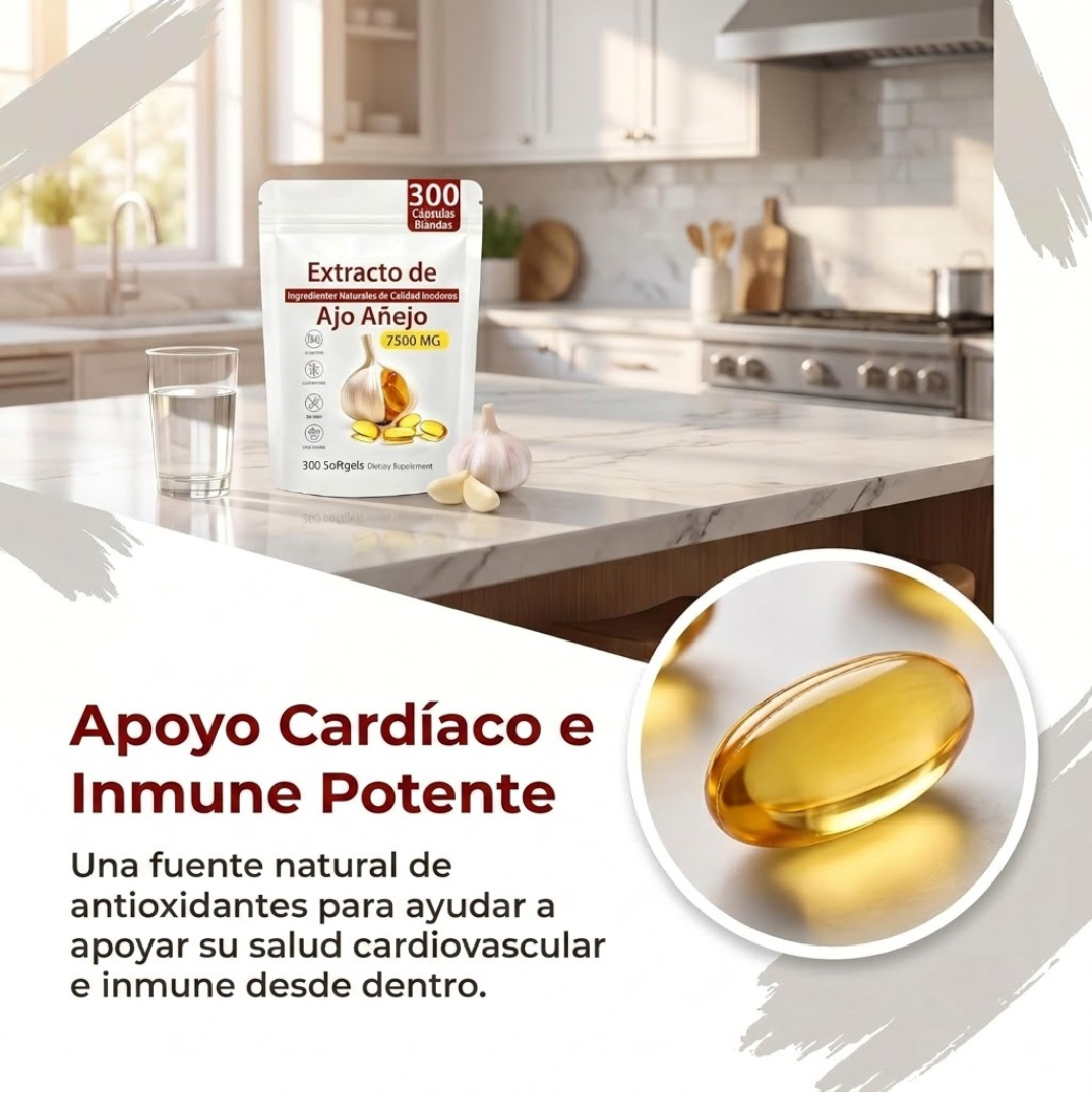 Ajo añejado extracto🧄❤️ Apoyo Cardíaco 100% Natural Sin Olor.